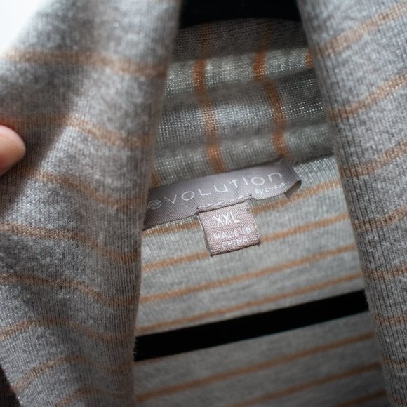 Evolution by Cyrus Open Front Striped Long Sleeve Cardigan Plus Size XXL - Picture 3 of 4